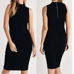 Milly Sleeveless Shirred Side Mock Neck Knit Sheath Dress Gray Women's Size S